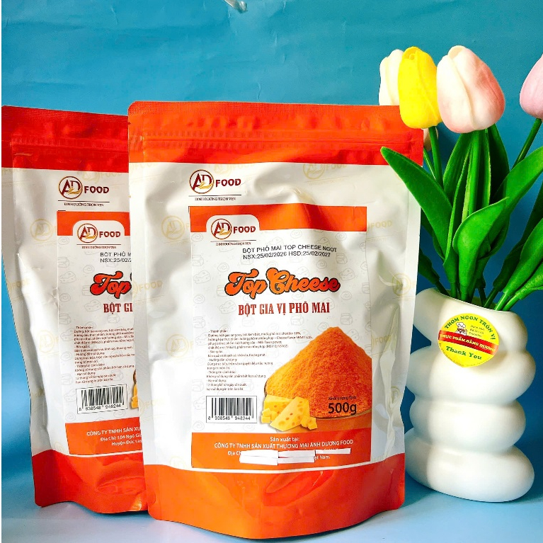 1KG Bột Phô Mai VỊ NGỌT Top Cheese Màu cam nhẹ, thơm đậm đà