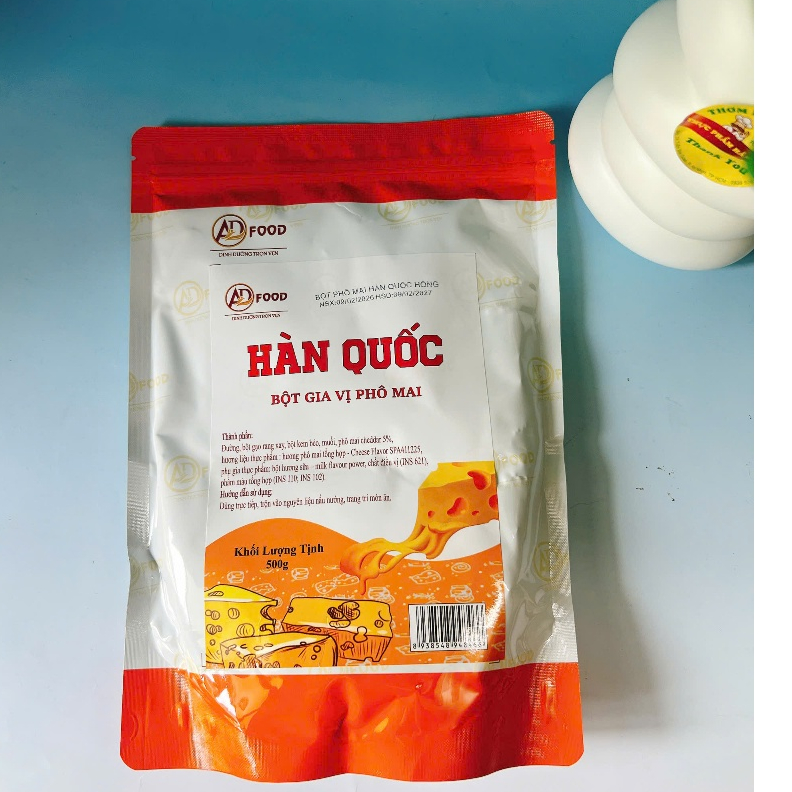 500g Bột Gia Vị Phô Mai Hàn Quốc Màu Hồng Cam, Vị béo mặn, thơm