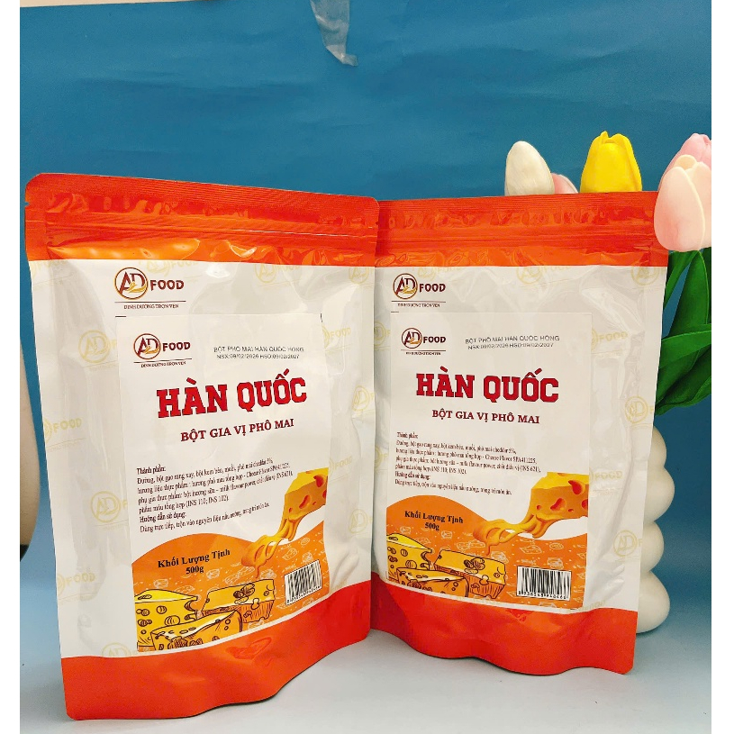 500g Bột Gia Vị Phô Mai Hàn Quốc Màu Hồng Cam, Vị béo mặn, thơm