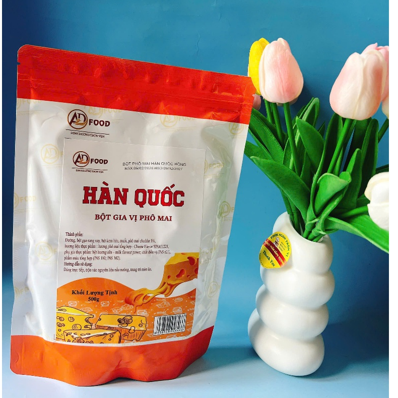 500g Bột Gia Vị Phô Mai Hàn Quốc Màu Hồng Cam, Vị béo mặn, thơm