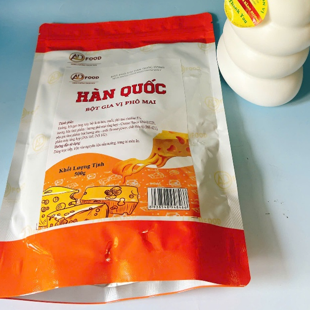 500g Bột Gia Vị Phô Mai Hàn Quốc Màu Hồng Cam, Vị béo mặn, thơm