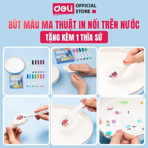 Bút Màu Ma Thuật In Hình Nổi Trên Nước 12 Màu Tặng Kèm Thìa Sứ Ngòi 1.2mm Viết Được Trên Bảng Trắng