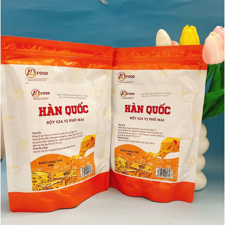 1kg bột phô mai Hàn Quốc màu hồng cam, vị béo mặn, thơm, rẻ