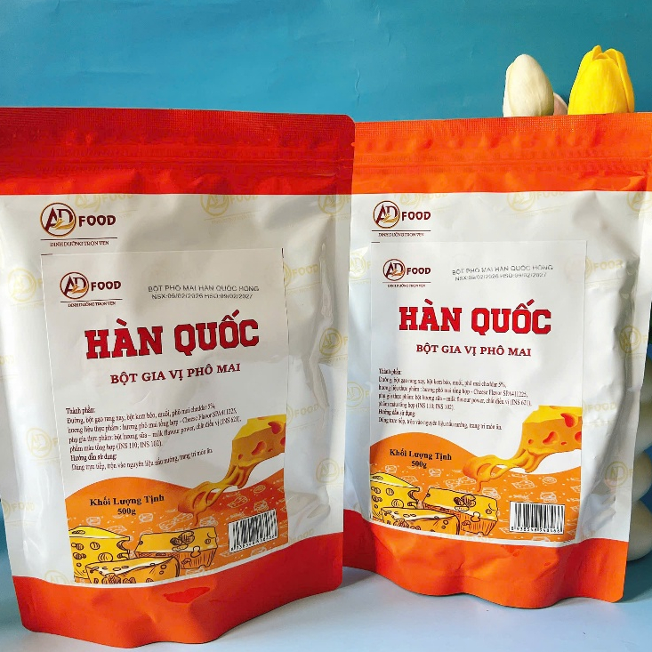 1kg bột phô mai Hàn Quốc màu hồng cam, vị béo mặn, thơm, rẻ