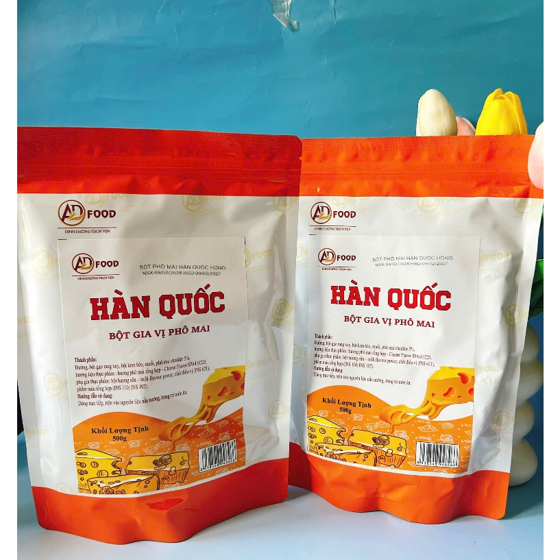1kg bột phô mai Hàn Quốc màu hồng cam, vị béo mặn, thơm, rẻ