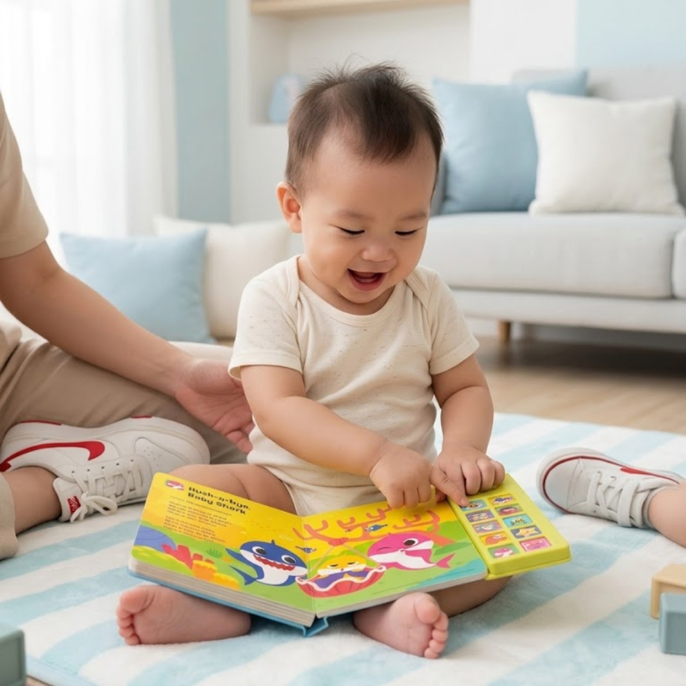 [ COMBO 2 CUỐN ] Sách âm nhạc cho bé Baby shark Pìnkfong, đồ chơi âm thanh cho bé 1 2 3 4 5 tuổi