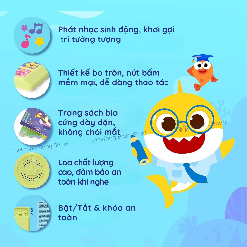 Sách tiếng anh có âm thanh chính hãng Hàn Quốc cho bé 1 2 3 4 5 tuổi Baby Shark Pinkfong