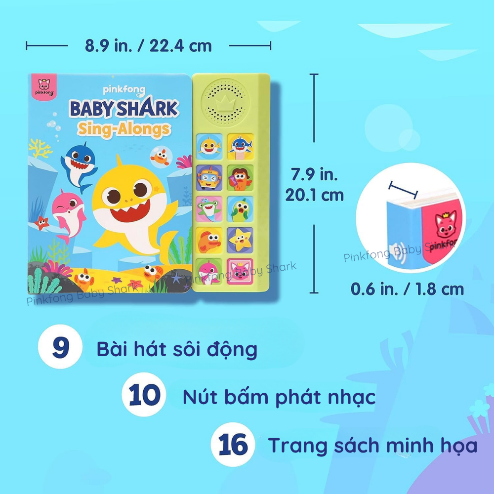 Sách tiếng anh có âm thanh chính hãng Hàn Quốc cho bé 1 2 3 4 5 tuổi Baby Shark Pinkfong