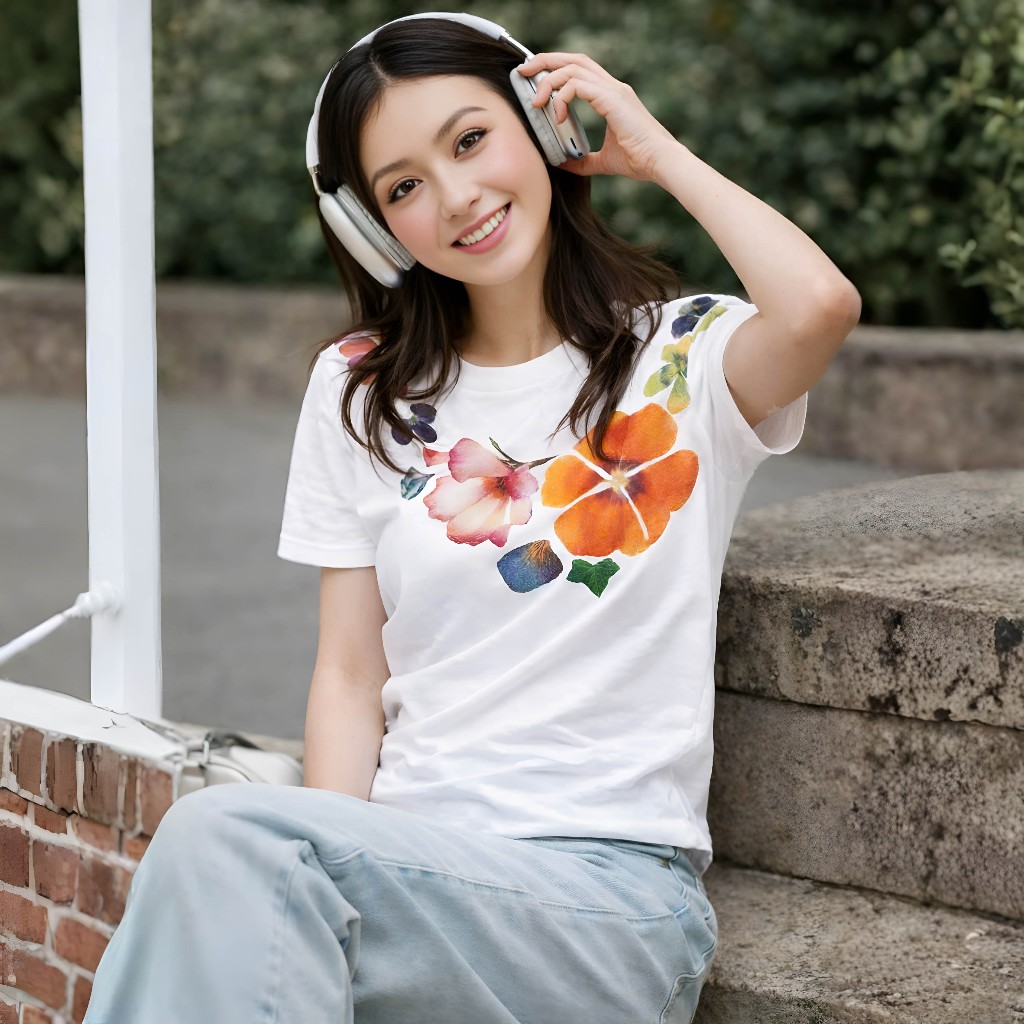 Áo Thun Cổ Viền Hoa Nổi Bật, Chất Cotton Mềm Mịn, Có Kèm Hình Thật.
