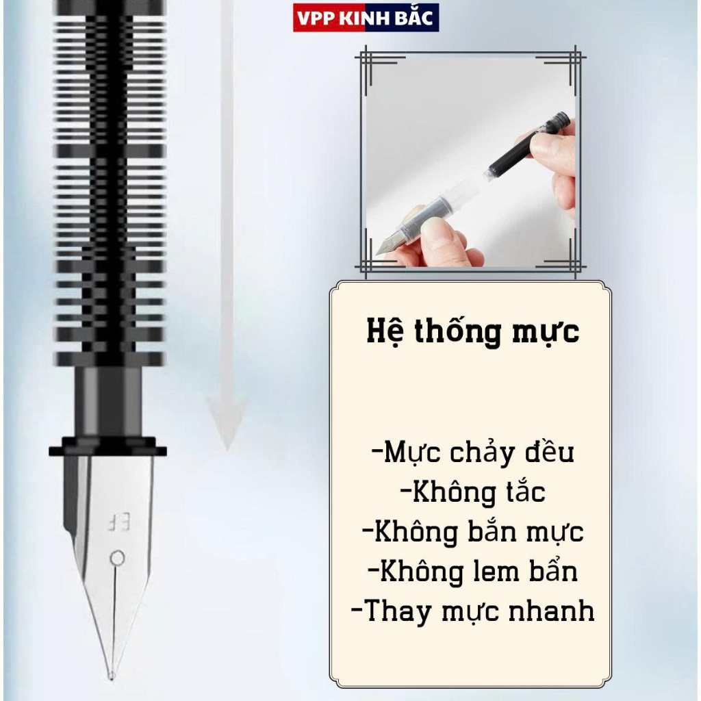 ( Mới ) Bút Máy Tiểu Học KB-F05 Mực Nhanh Khô, Không Lem - Thay Mực Dễ Dàng.