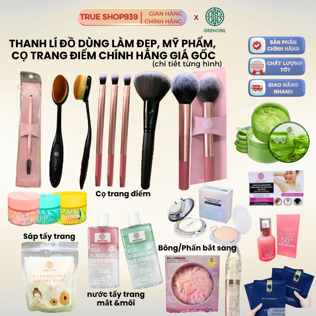 [Thanh lí xả kho] Mỹ phẩm mặt nạ dưỡng da, cọ trang điểm, chì kẻ lông mày, phấn phủ..