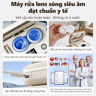 Máy rửa lens tự động Làm sạch bằng sóng siêu âm Khử trùng bằng ánh sáng xanh Máy rửa kính áp tròng