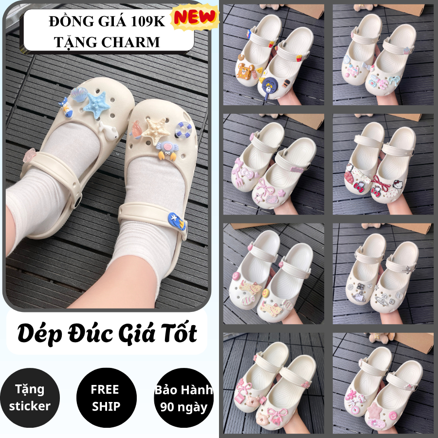Dép Sục Ballet Màu Kem Quai Hậu Mềm Nhẹ Quai Hậu Êm Chân, Chống Trơn, Không Thấm Nước