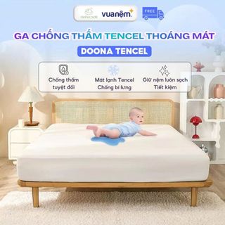 Ga giường thun lạnh Vua Nệm Doona Tencel chống thấm cho bé, Ga chống thấm thoáng mát mùa hè