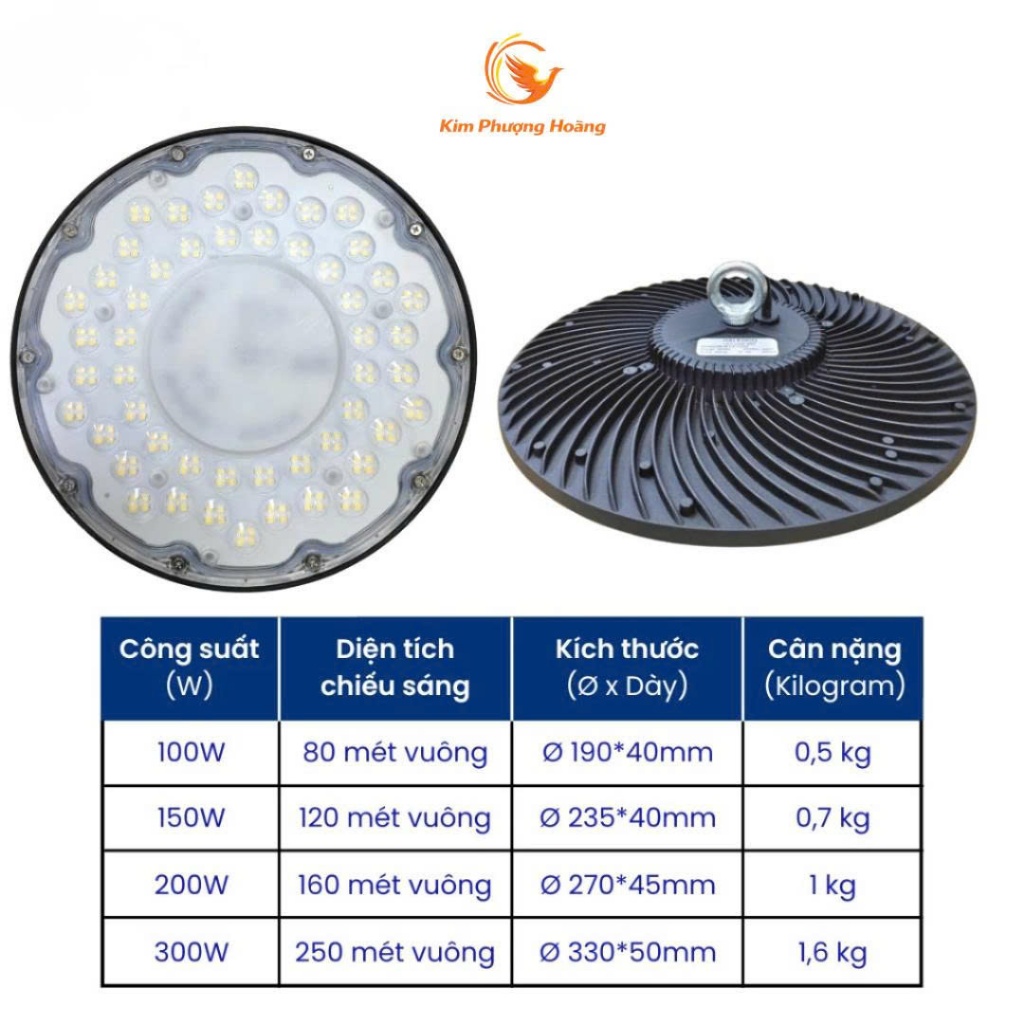 Đèn LED Nhà Xưởng UFO 100W 150W 200W 300W Chống Bụi Nước IP66 – Ánh Sáng Mạnh, Tuổi Thọ Cao Tiết Kiệm Điện Chip LED SMD | BigBuy360 - bigbuy360.vn