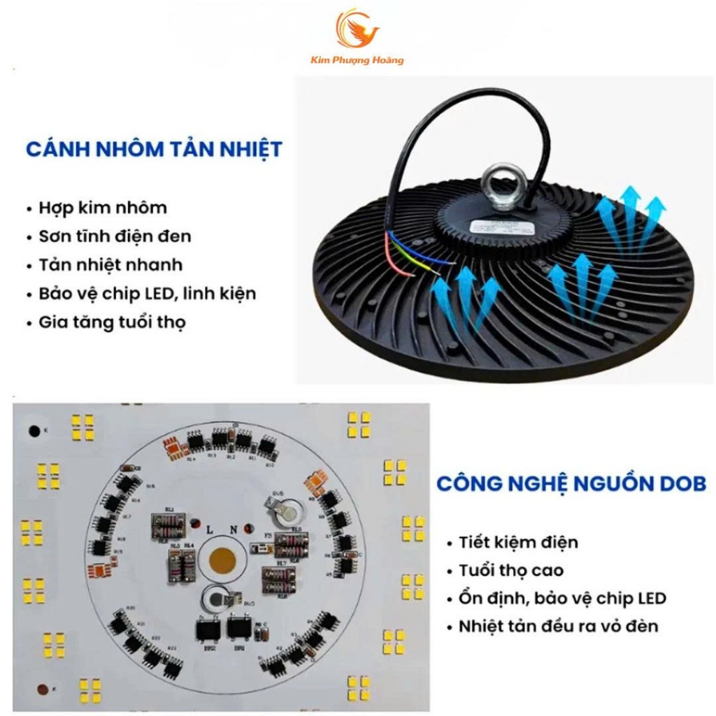 Đèn LED Nhà Xưởng UFO 100W 150W 200W 300W Chống Bụi Nước IP66 – Ánh Sáng Mạnh, Tuổi Thọ Cao Tiết Kiệm Điện Chip LED SMD | BigBuy360 - bigbuy360.vn