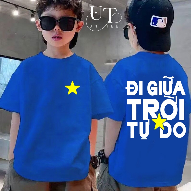 (9Kg-110Kg) Áo thun Hàn Quốc Đi Giữa Trời Tự Do, chất vải mềm mịn, co dãn cho Nam Nữ, Trẻ Em, Gia Đình - Uni Tee I U131