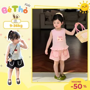 Bộ đùi nữ bé gái áo 3 lỗ quần túi bèo bé gái sz 9 - 37 kg, quần áo bé gái mùa hè 2026