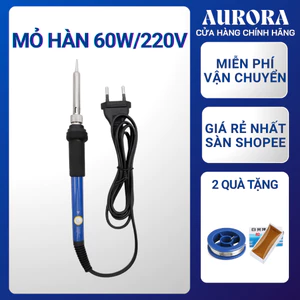 Mỏ hàn thiếc điều chỉnh nhiệt độ 60W/220V màu xanh dương - Tặng nhựa thông + thiếc hàn 10g