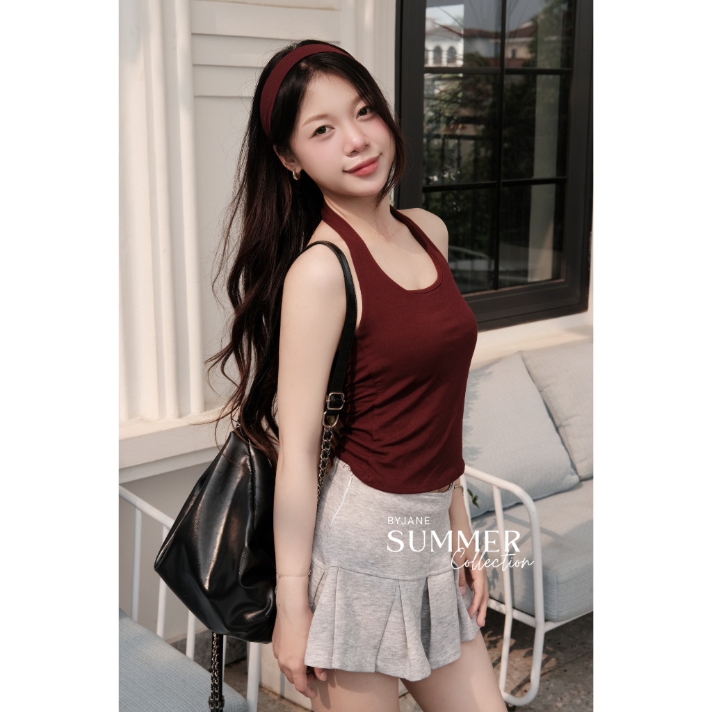 (TẶNG BĂNG ĐÔ)(Từ 39-62kg) Áo cổ Yếm Ôm Body Quyến Rũ Năng Động Nhiều màu -BYJANE-111