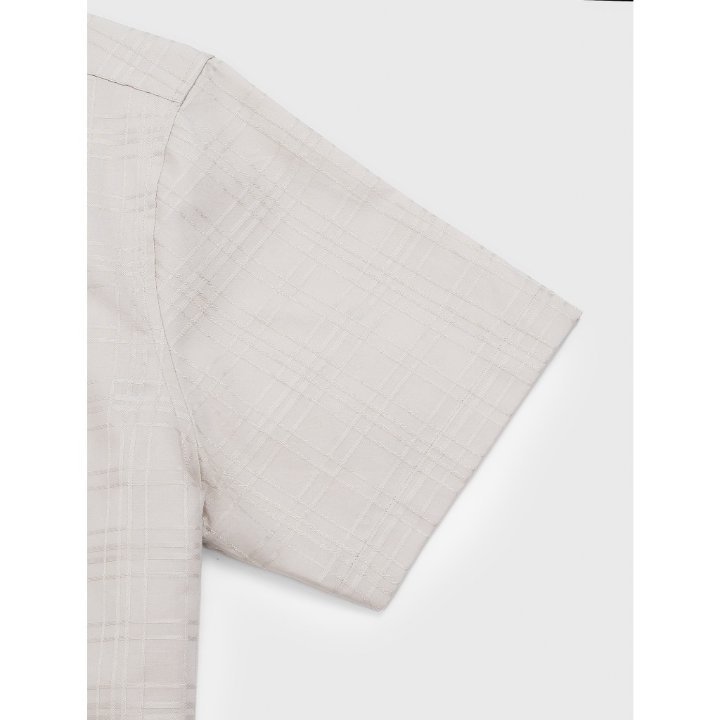Áo sơ mi nam CANIFA chất liệu cotton cộc tay cổ đức họa tiết dập nổi 8TH26S009
