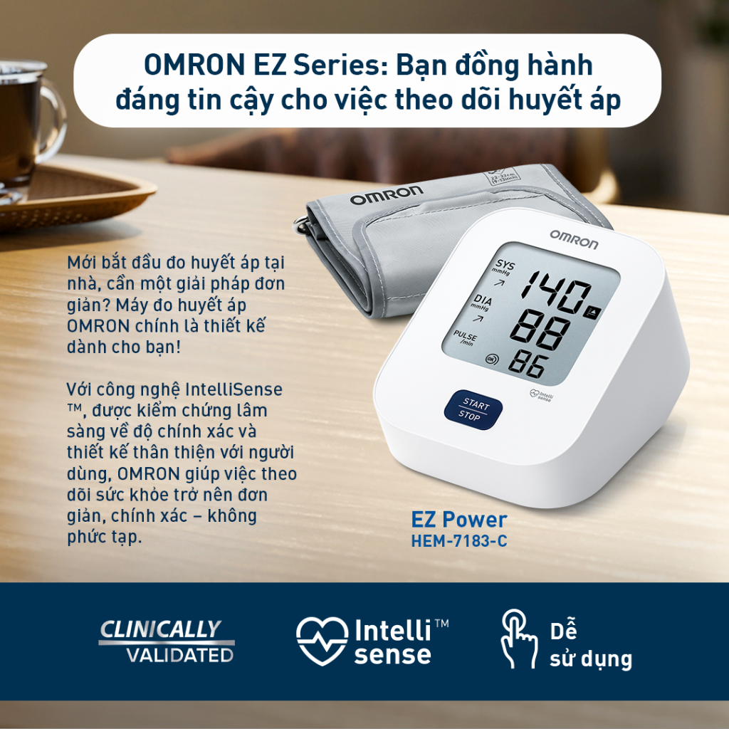 (Dòng mới 2026 - Kèm Adapter) Máy Đo Huyết Áp OMRON EZ Power HEM-7183-CAP - Bảo hành 5 năm