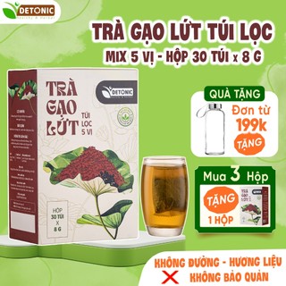 Trà gạo lứt DETONIC hỗ trợ thanh nhiệt giải nhiệt, cải thiện mỡ máu tiểu đường, giúp cân bằng vóc dáng sau sinh