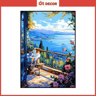 Tranh Cửa Sổ 3D Khung Cảnh Biển Xanh Tươi Mát - Tranh Dán Tường Tiện Lợi Ớt Decor