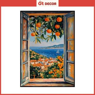 Tranh Cửa Sổ 3D Khung Cảnh Biển Xanh Tươi Mát - Tranh Dán Tường Tiện Lợi Ớt Decor