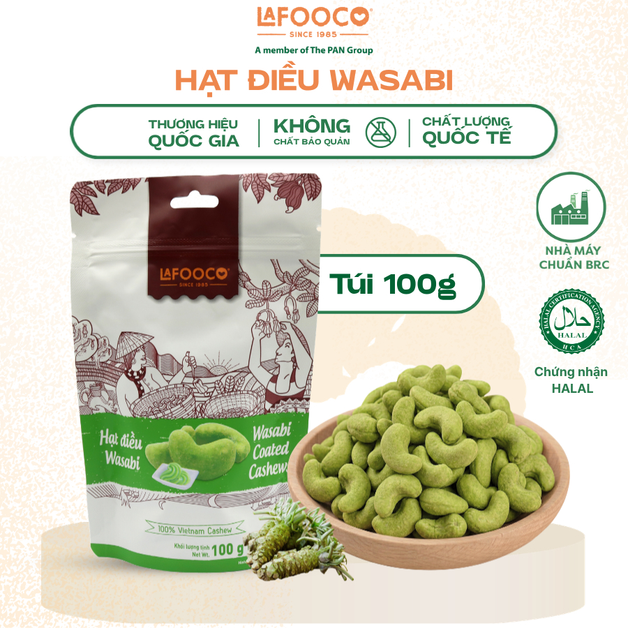 Hạt điều wasabi LAFOOCO túi 100g [HSD:01/2027]