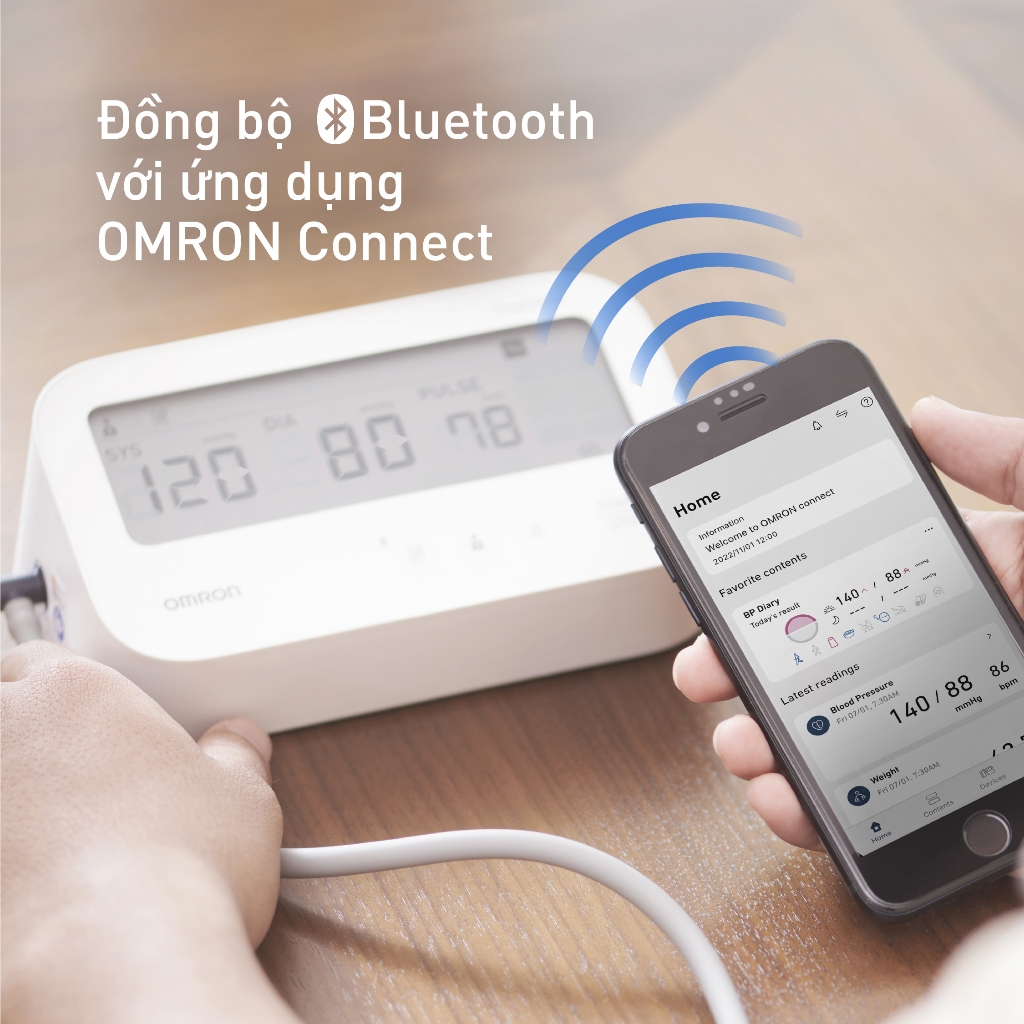 Máy Đo Huyết Áp Bluetooth Phát Hiện Rung Nhĩ OMRON IQ BT HEM-7194T1