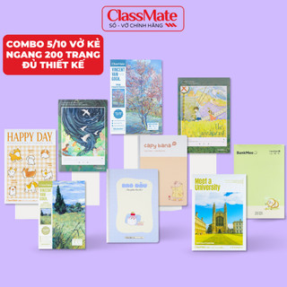 Combo 5/10 Vở Kẻ Ngang Classmate  Bankmee, Vangogh, Happy Day 200 Trang, Giấy Mịn Ăn Mực Cho Học Sinh, Sinh Viên