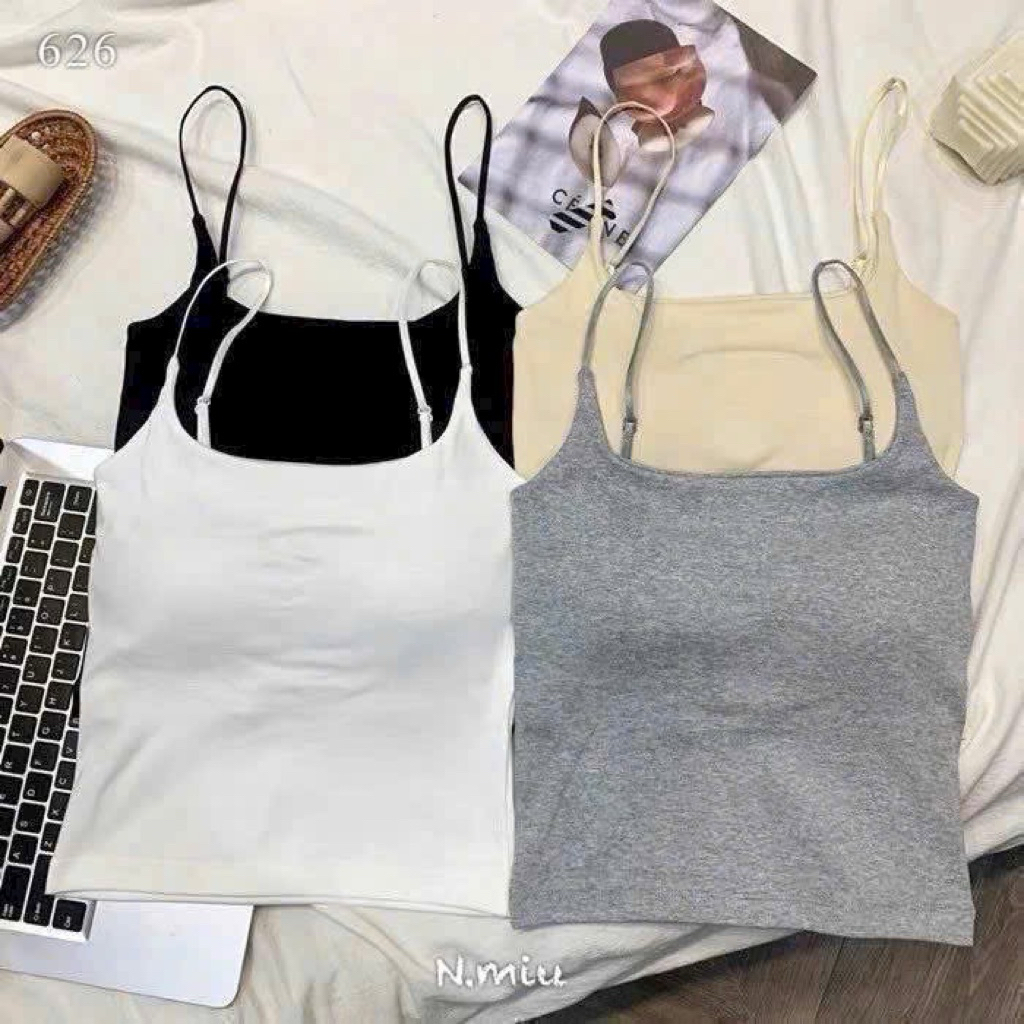 Áo bra 2 dây croptop dáng dài có đệm,áo cotton mềm mịn 626