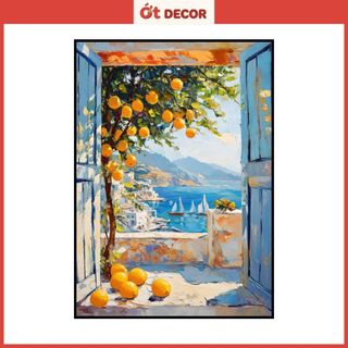 Tranh Cửa Sổ 3D Khung Cảnh Biển Xanh Tươi Mát - Tranh Dán Tường Tiện Lợi Ớt Decor
