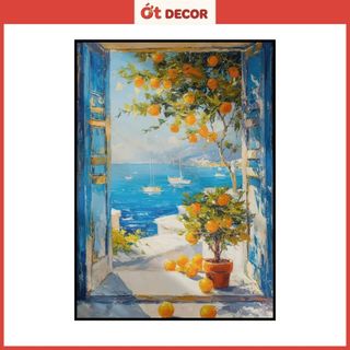 Tranh Cửa Sổ 3D Khung Cảnh Biển Xanh Tươi Mát - Tranh Dán Tường Tiện Lợi Ớt Decor
