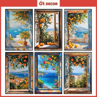 Tranh Cửa Sổ 3D Khung Cảnh Biển Xanh Tươi Mát - Tranh Dán Tường Tiện Lợi Ớt Decor