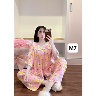 Bộ mặc nhà tay lỡ loe phối cổ sen tole lanh thấm hút mồ hôi dành cho nữ từ 50kg-70kg