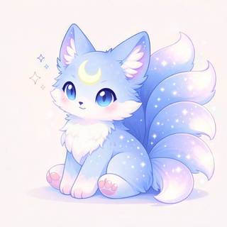 Móc khoá Mica in 2 mặt Cửu Vĩ Thiên Hồ Sắc Tuyết Ánh Tím: