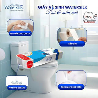 Giấy Vệ Sinh Watersilk 36m CÓ LÕI, 10 Cuộn Tan Nhanh Trong Nước (Tặng Gói Giấy Đa Năng)
