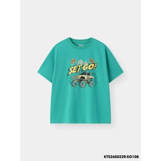 Áo Thun Không Cổ Bé Trai KTS26S022R Wookids | Áo Bé Trai 2-9 Tuổi 60% Cotton 40% Polyester Mềm Mát Thoáng Khí Thời Trang