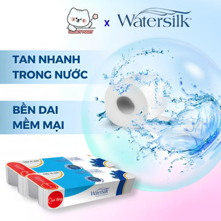 Giấy Vệ Sinh Watersilk 36m CÓ LÕI, 10 Cuộn Tan Nhanh Trong Nước (Tặng Gói Giấy Đa Năng)