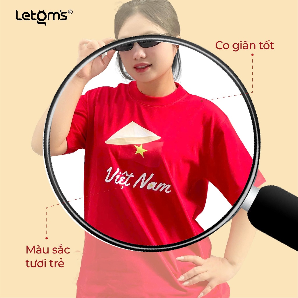 Áo Thun Cờ đỏ sao vàng – nón lá Việt Nam 30/4 Cotton 100% Co Giãn 4 Chiều Nam Nữ - Letom's