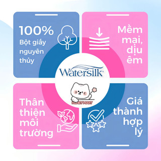Giấy Vệ Sinh Watersilk 36m CÓ LÕI, 10 Cuộn Tan Nhanh Trong Nước (Tặng Gói Giấy Đa Năng)