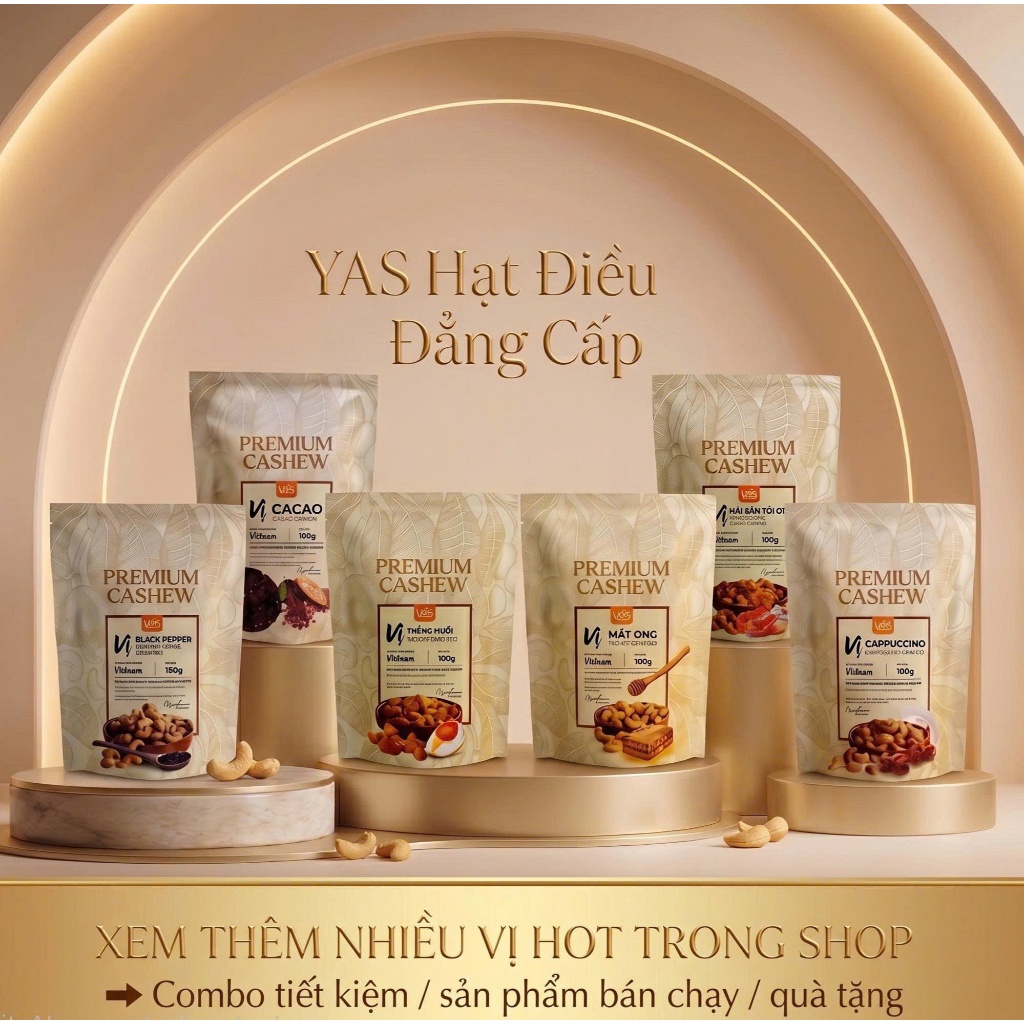 YAS Hạt ĐiềuTrứng Muối Túi 100g Giòn Tan Đậm Vị - Snack Ăn Vặt Gây Nghiện - Gói Ngon Hot Trend 45K