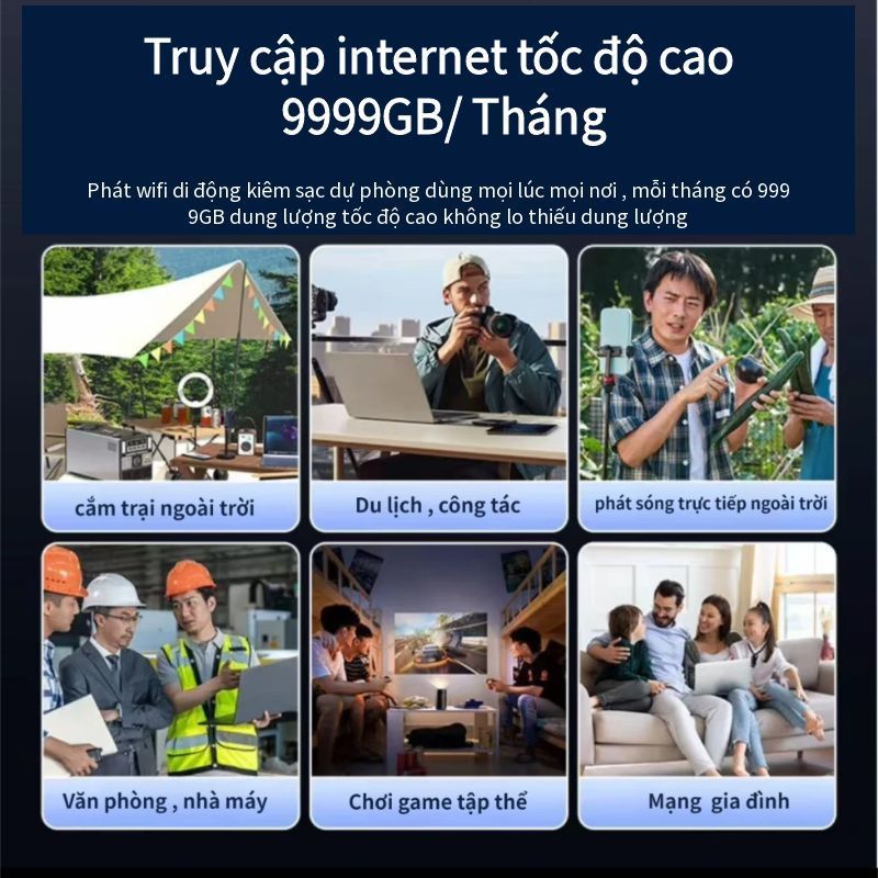 Phát wifi kiêm sạc dự phòng  4G/5G kết nối 10 thiết bị không cần sim sử dụng toàn quốc hỗ trợ 3 mạng Viettel/Mobi/Vina