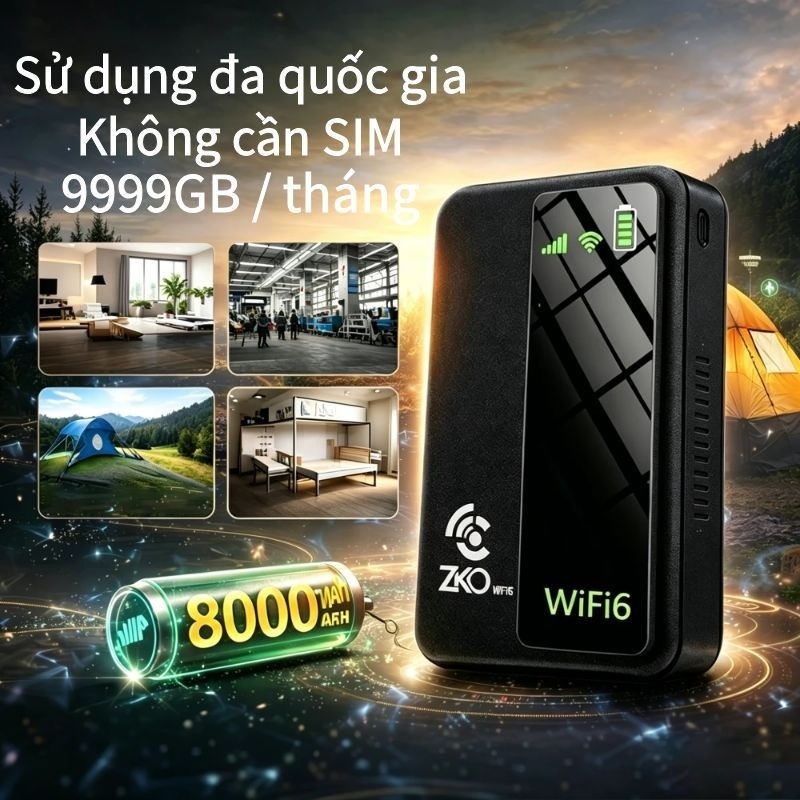 Phát wifi kiêm sạc dự phòng  4G/5G kết nối 10 thiết bị không cần sim sử dụng toàn quốc hỗ trợ 3 mạng Viettel/Mobi/Vina