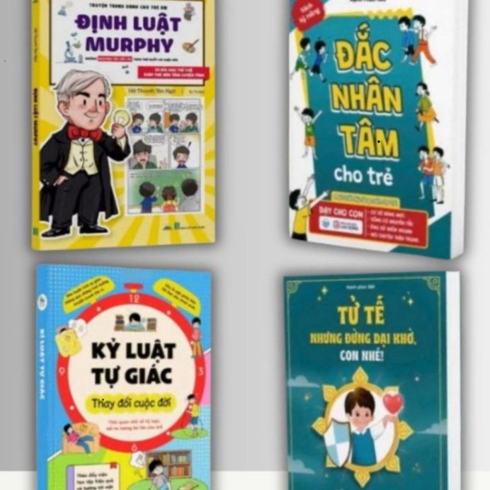 Bìa sách Bộ Định Luật Murphy + Kỷ Luật Tự Giác + Đắc Nhân Tâm + Tử Tế Đừng Dại Khờ Cho Trẻ Em
