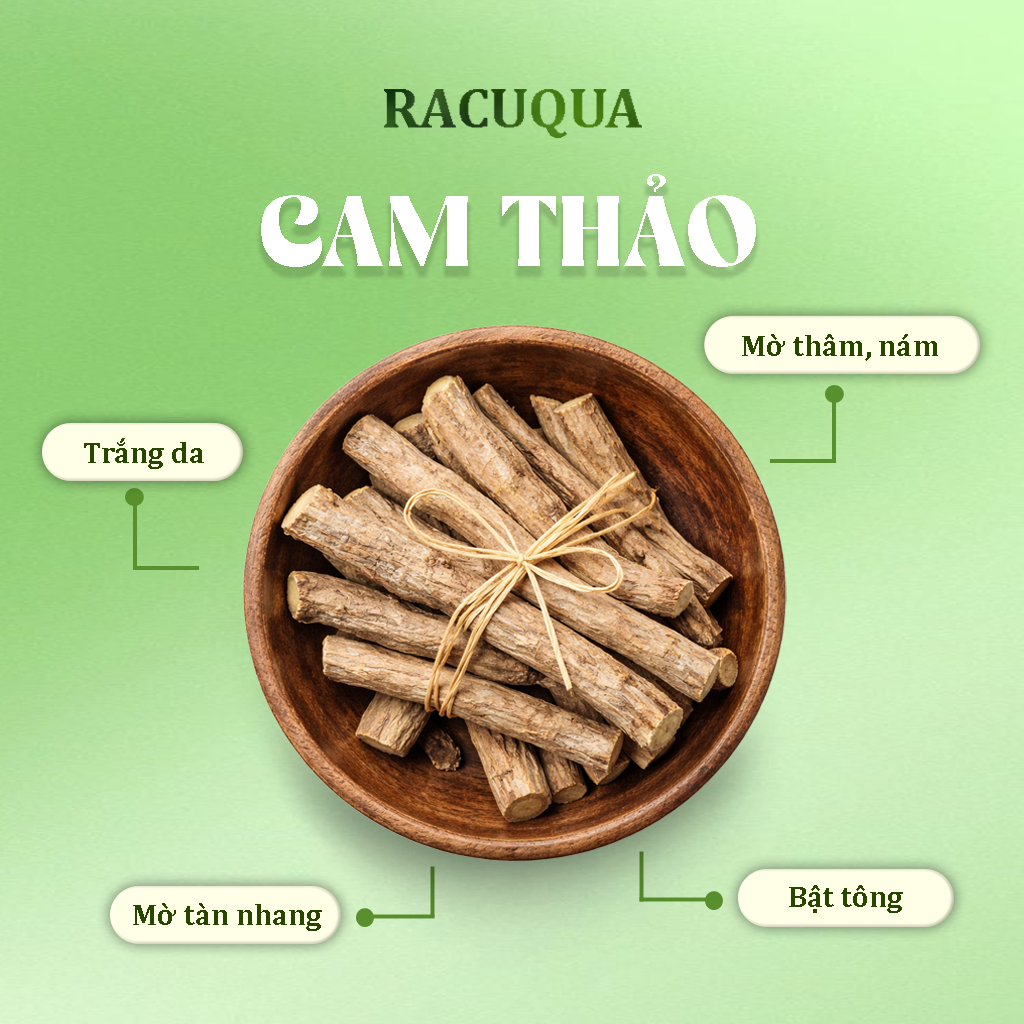 Combo Bột trắng da an toàn Cam thảo + Cám Gạo + Trà Xanh RACUQUA 225g