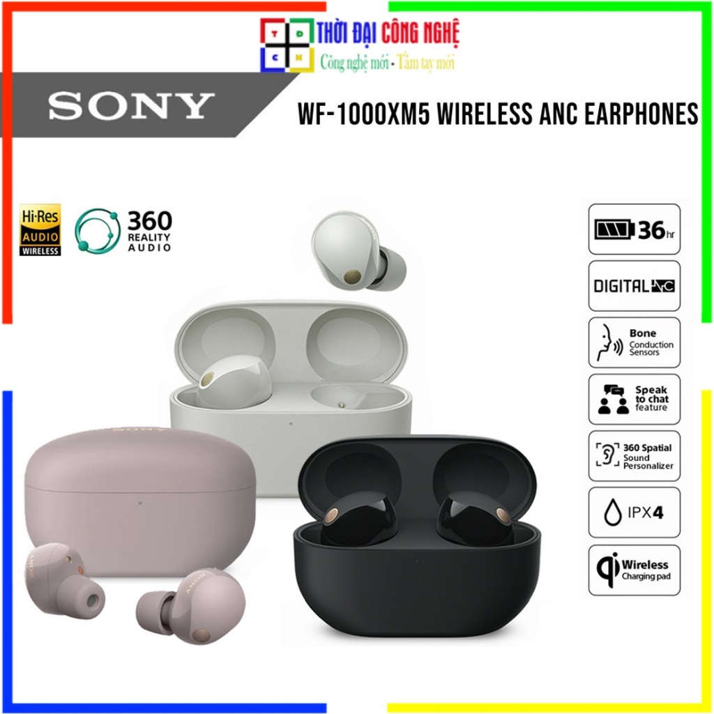 Tai nghe SONY WF-1000XM5 Chính Hãng DGW - Chống Ồn Tuyệt Đỉnh, Chất Âm Sống Động - Bảo Hành 12 Tháng THỜI ĐẠI CÔNG NGHỆ