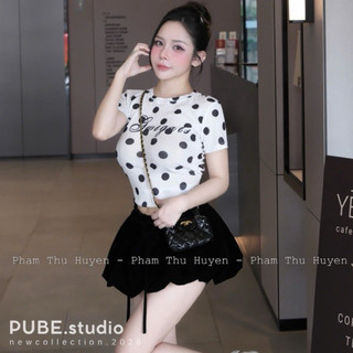 QCL1 8299 Áo thun giấy chấm bi chữ ngực,lưng số 67 form ôm siêu hot siêu đẹp(Freesize)